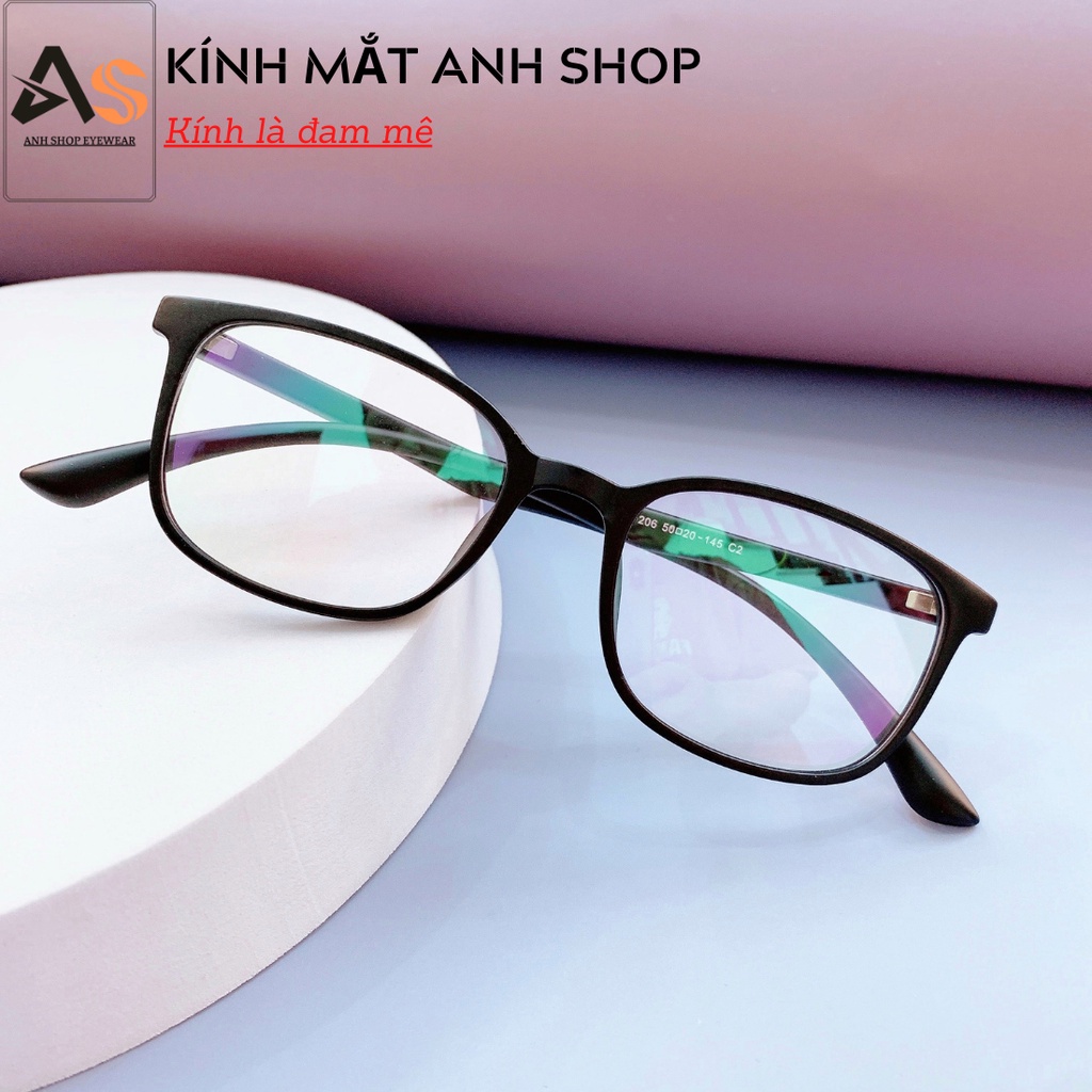 Gọng kính cận vuông nam nữ chất liệu nhựa dẻo 206