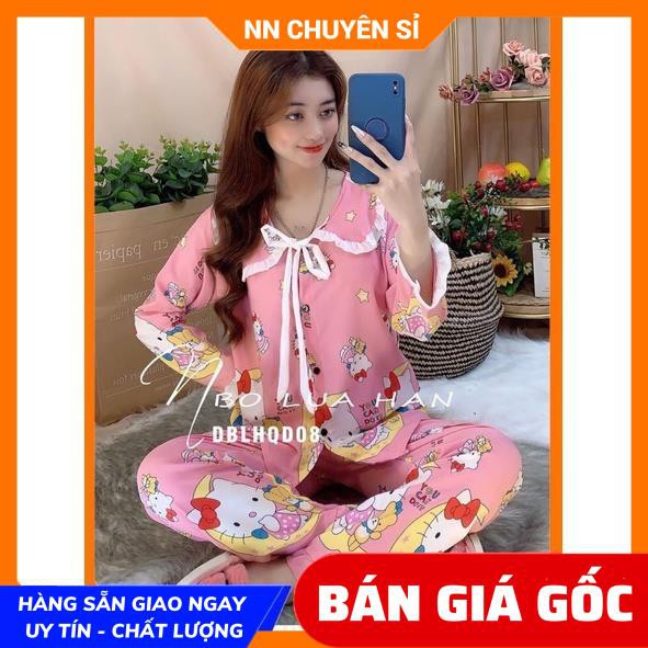 Đồ bộ nữ Đồ bộ PIJAMA mặc nhà Vải Kate lụa Hàn quốc mềm mịn mát in họa tiết hoạt hình dễ thương BLH LỤA HÀN