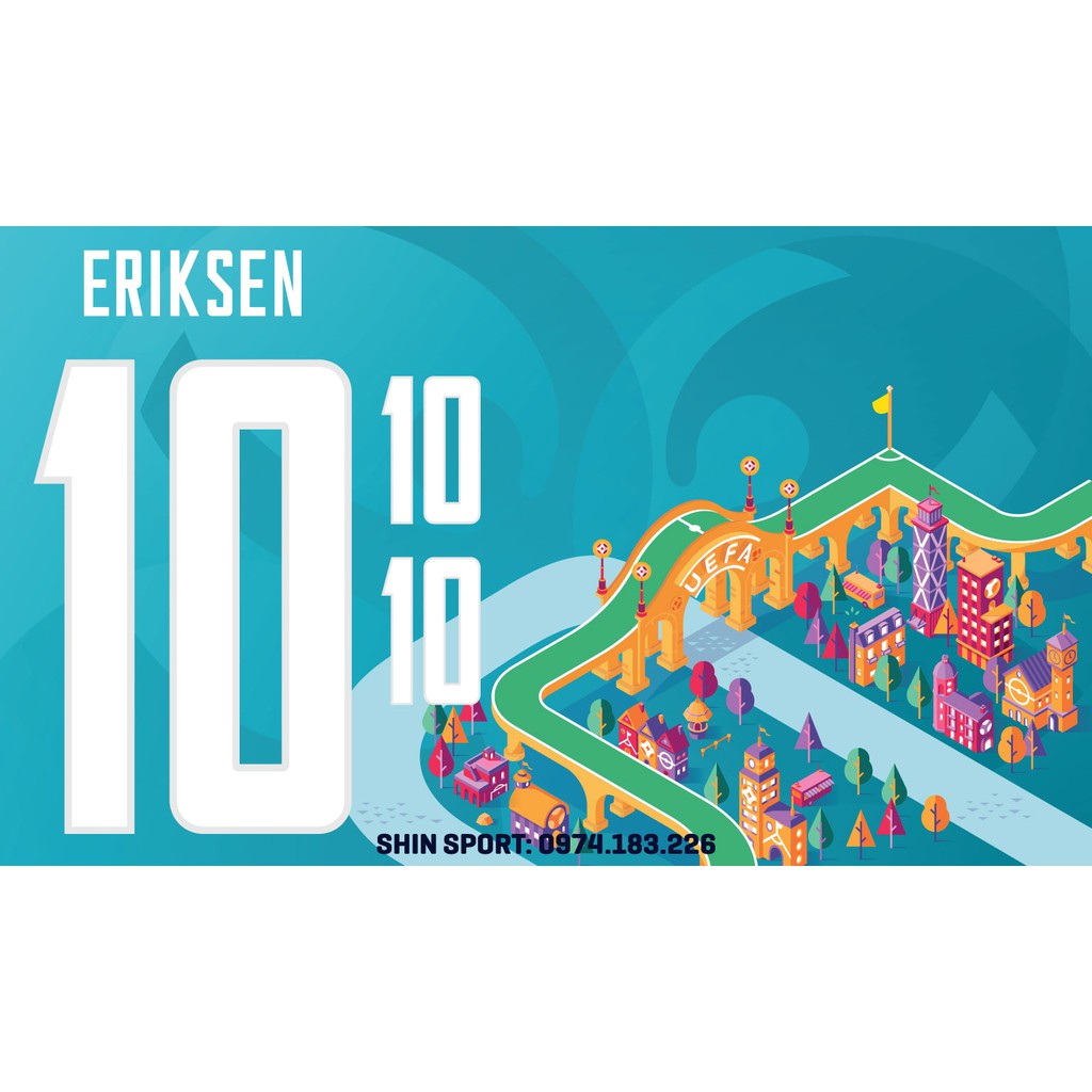 BỘ NAMESET ERIKSEN  - ĐAN MẠCH - EURO 2020 - SÂN NHÀ