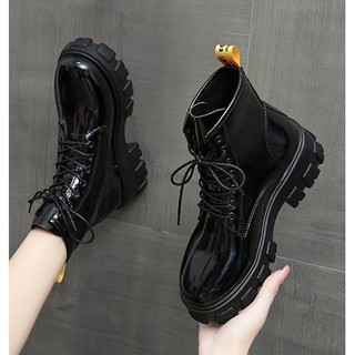 [Sẵn size 40]GIÀY BỐT ULZZANG CAO CỔ ĐẾ ĐINH DA BÓNG ( TOÀN ẢNH THẬT)