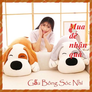 Gấu Bông Chó Nằm Mắt Híp ⚡ FREESHIP ⚡ Gấu Bông Chó Mắt Híp Cao Cấp, Vải Nhung Co Giãn 4 Chiều