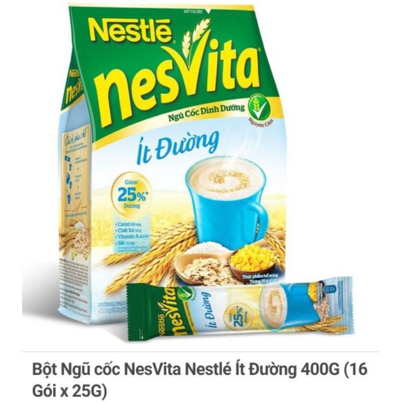 BỘT NGŨ CỐC DINH DƯỠNG CAO CẤP NESVITA 2 LOẠI CÓ ĐƯỜNG VÀ ÍT ĐƯỜNG MỚI - NESTLE