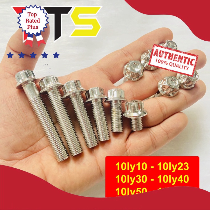 Ốc SALAYA 10LY trụ bông full size lắp chân gương, heo dầu, chân phuộc, treo pô xe số