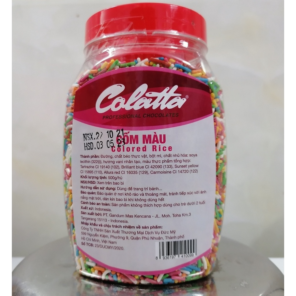 [500g] CỐM MÀU (Trang trí bánh, thức uống) [Indonesia] COLATTA Colored Rice (bph-hk)