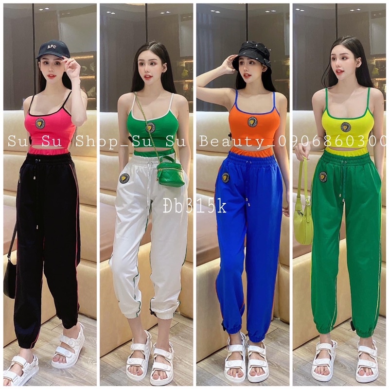 Set áo 2 dây viền quần ho