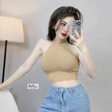 Áo yếm cổ lọ phôm croptop hở lưng SEXY