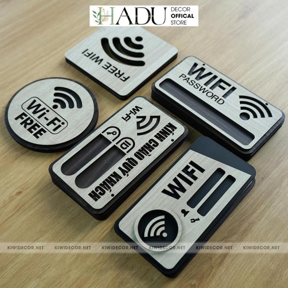 Bảng Tên Wifi Gỗ Decor Vintage, Free Wifi, Bảng Pass Wifi, Ghi Mật Khẩu Wifi, Thông tin wifi - HaduDecor