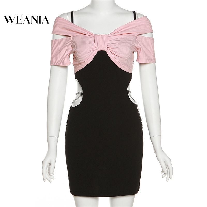 Đầm Tay Ngắn Phối Dây Xích Phong Cách Thời Trang Hàn Quốc Dành Cho Nữ