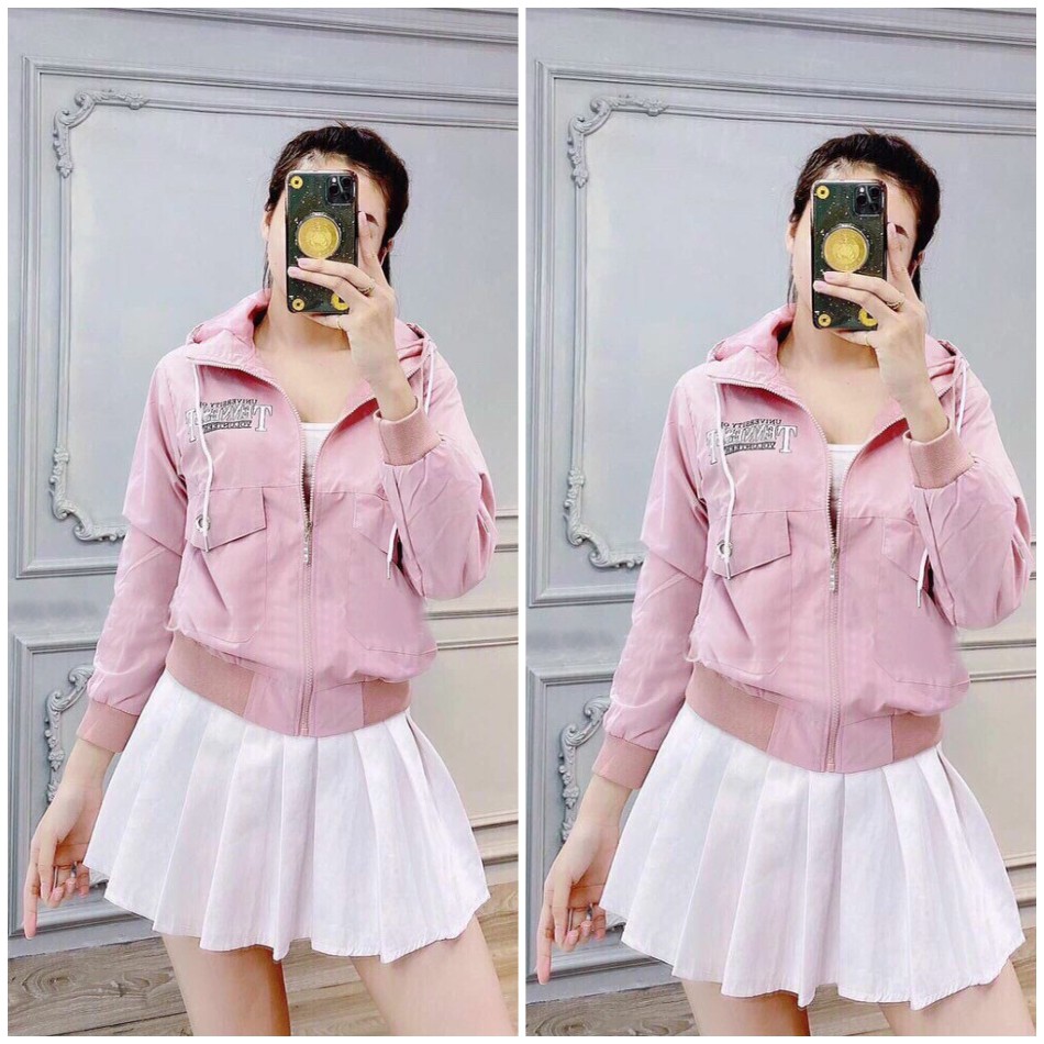 Áo khoác dù nữ có mũ form rộng chống nắng form ôm eo in chữ Bycicle MQ Fashion KD11