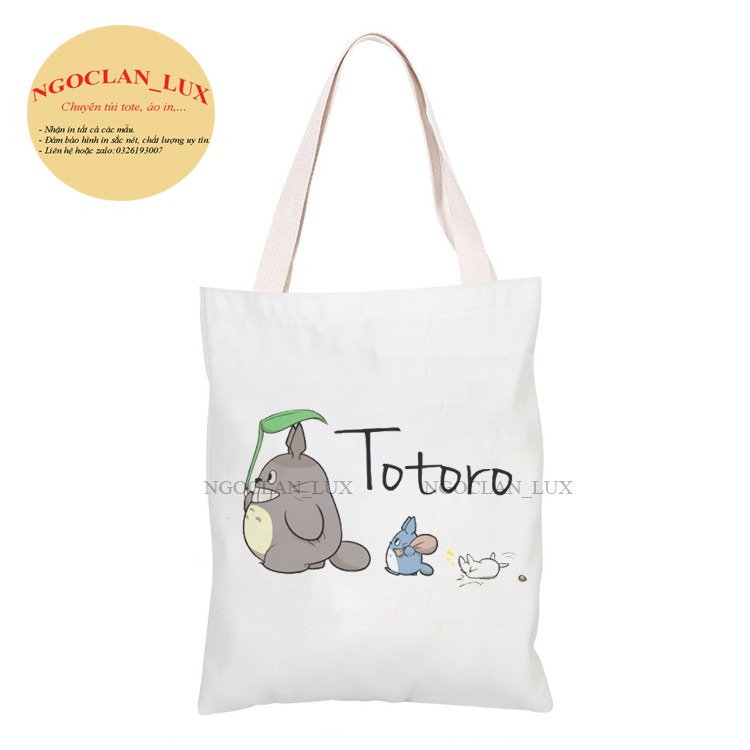 TÚI TOTE VẢI BỐ CANVAS TOTORO SIÊU NGHỊCH ĐÁNG YÊU KHÔNG KHÓA LT026