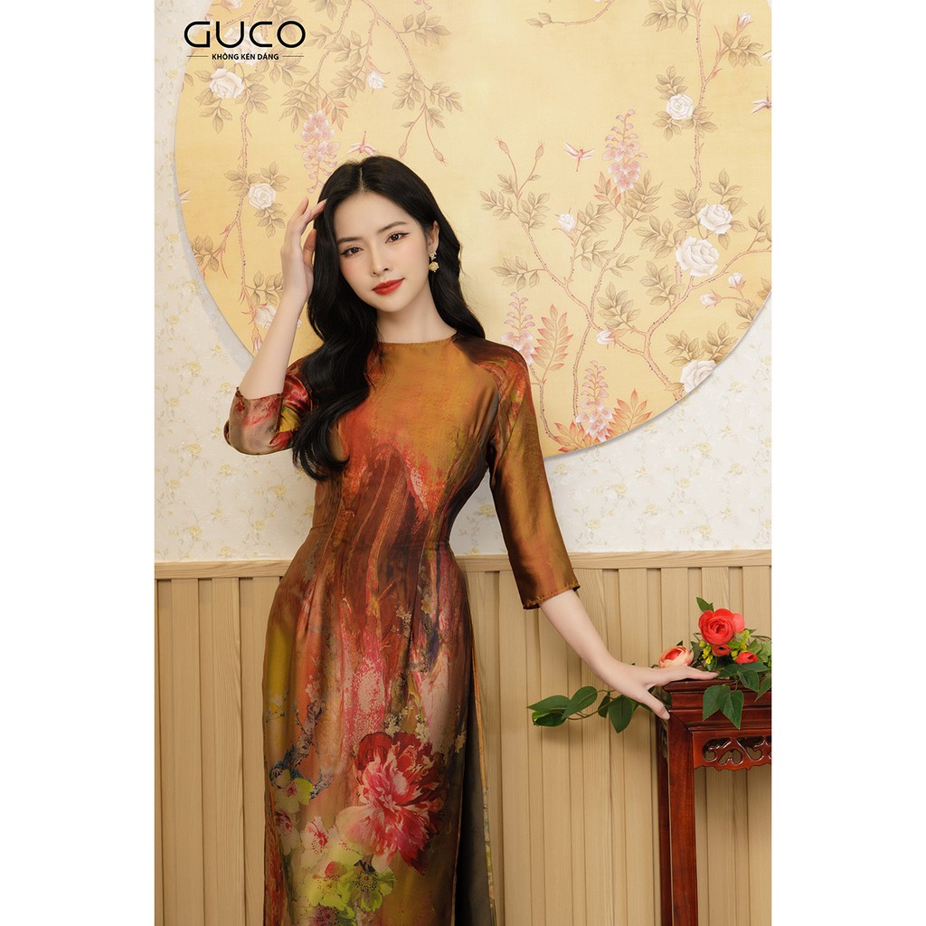 [Mã FAMALLT5 giảm 15% đơn 150k] GUCO - Set Áo dài Truyền thống nữ họa tiết hoa đặc biệt AD107