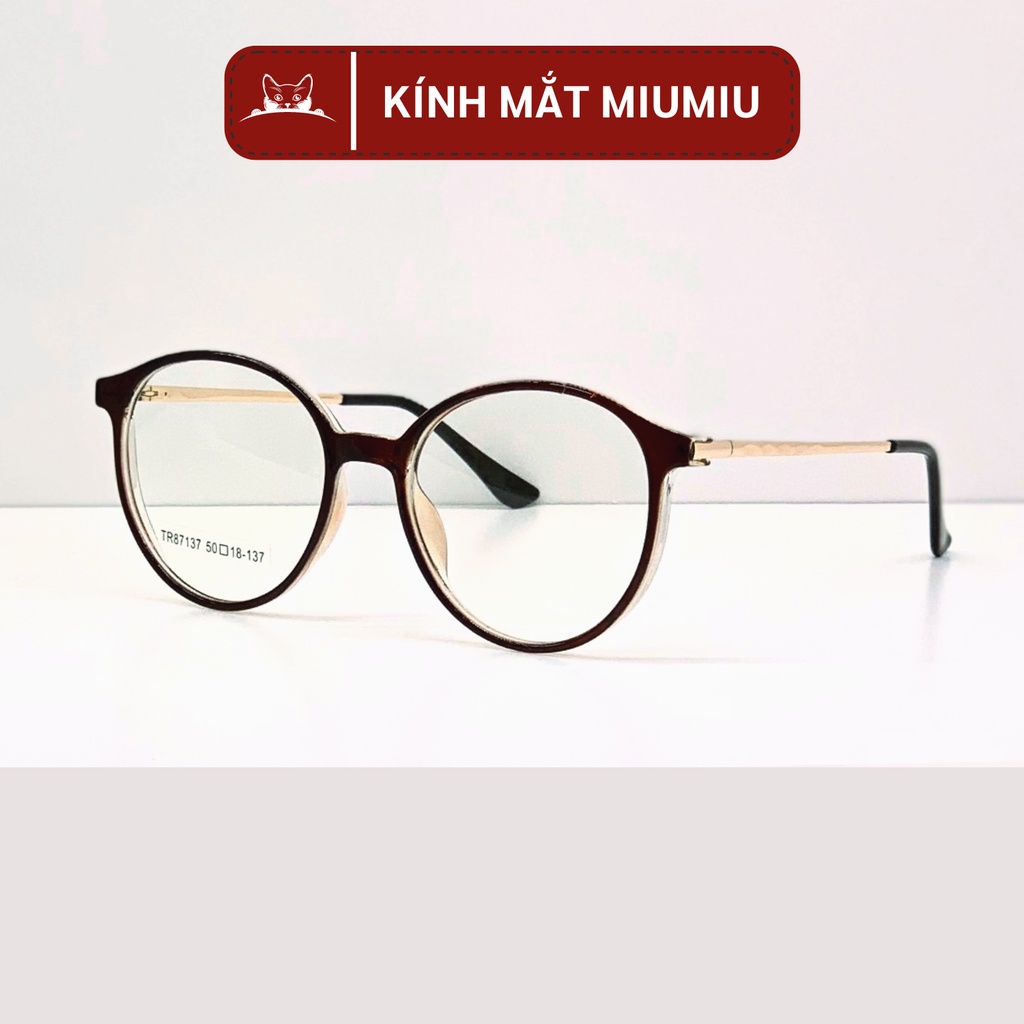 Gọng kính mắt tròn to phong cách thời trang Âu Mỹ, kính giả cận chống ánh sáng xanh mã TR87137