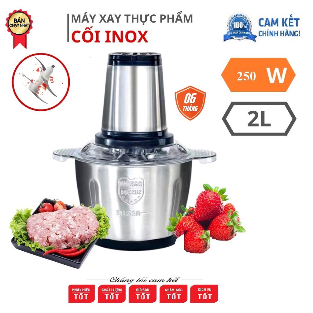 Máy xay thịt, máy xay đa năng, công suất 250W, cối inox304, 4 lưỡi dao sắc bén