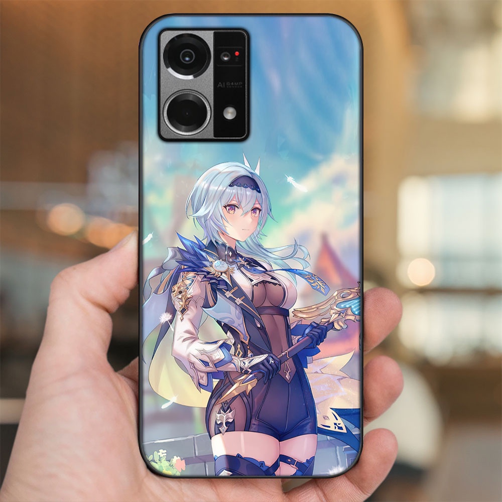 Ốp lưng Oppo Reno 7 4G viền đen in hình Eula Genshin Impact