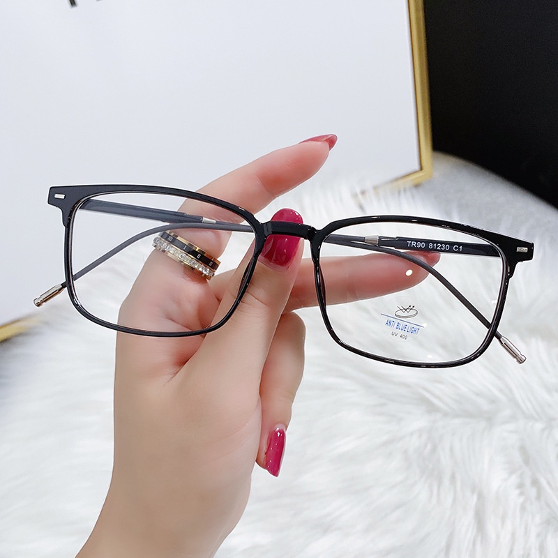 Kính mắt 50°~600° 1.56 HD -0.5 ~ -6.0 siêu nhẹ lọc ánh sáng xanh gọng đen tròng trong suốt siêu mỏng siêu nhẹ unisex
