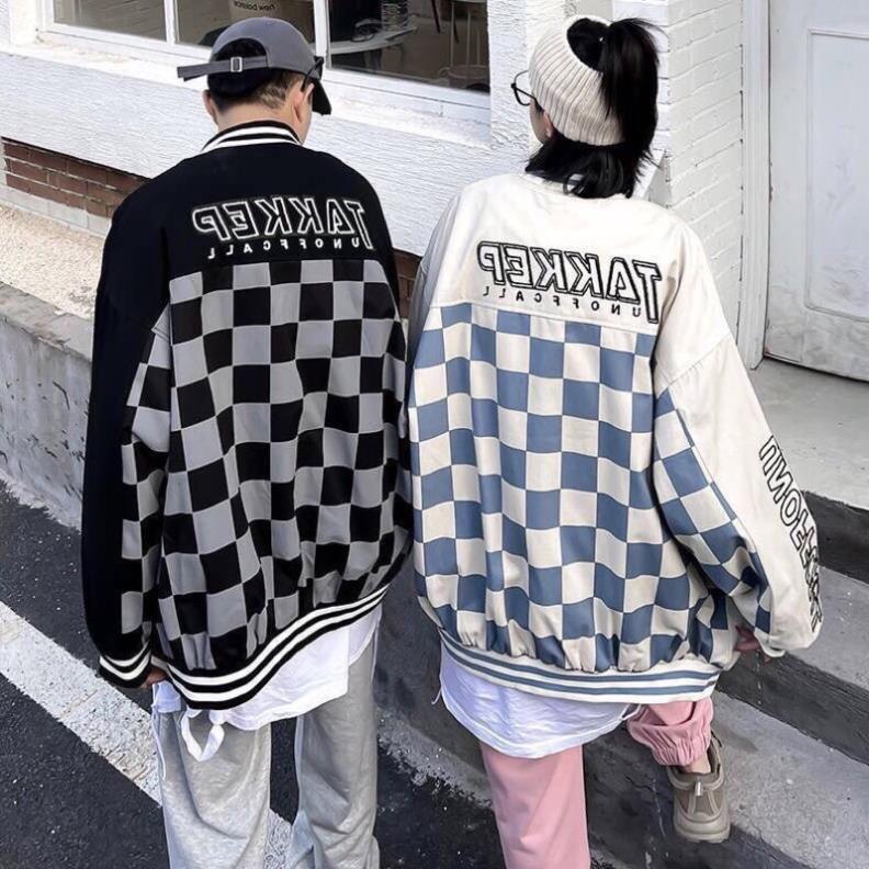 Áo Bomber, Áo Khoác TAKKEP CARO Form Rộng Cực Hot Ulzzang Unisex