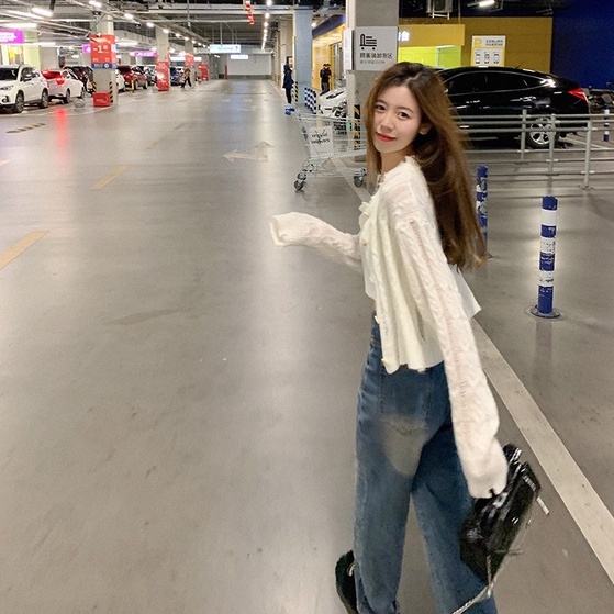 Áo cardigan dệt kim ZHELIHANGFEI tay dài eo cao thiết kế xoắn độc đáo dễ phối đồ