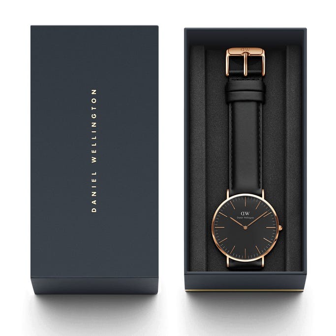 Dw Hộp Đồng Hồ Đeo Tay + Túi Giấy Htm 40Mm Màu Đen Cho Nam Và Nữ