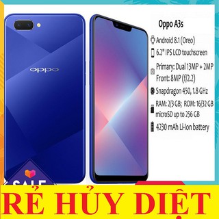 [ MÁY CHÍNH HÃNG ] điện thoại Oppo A3s 2sim ram 4G rom 64G, Màn tai Thỏ 6.2inch
