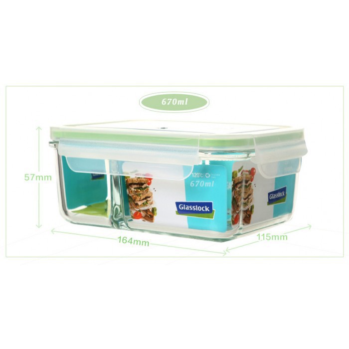 Hộp thủy tinh chia ngăn MCRK067 670ml - Made in Korea