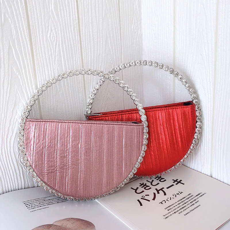 Túi Xách Tote Hình Tròn Đính Kim Cương Phong Cách Thời Trang Dành Cho Nữ