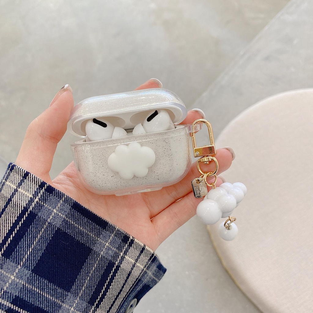 Vỏ Bảo Vệ Hộp Sạc Tai Nghe AirPods 1 2 pro 3 2021 gen3 Bluetooth Bằng Silicon Mềm Trong Suốt Phối Kim Tuyến Lấp Lánh