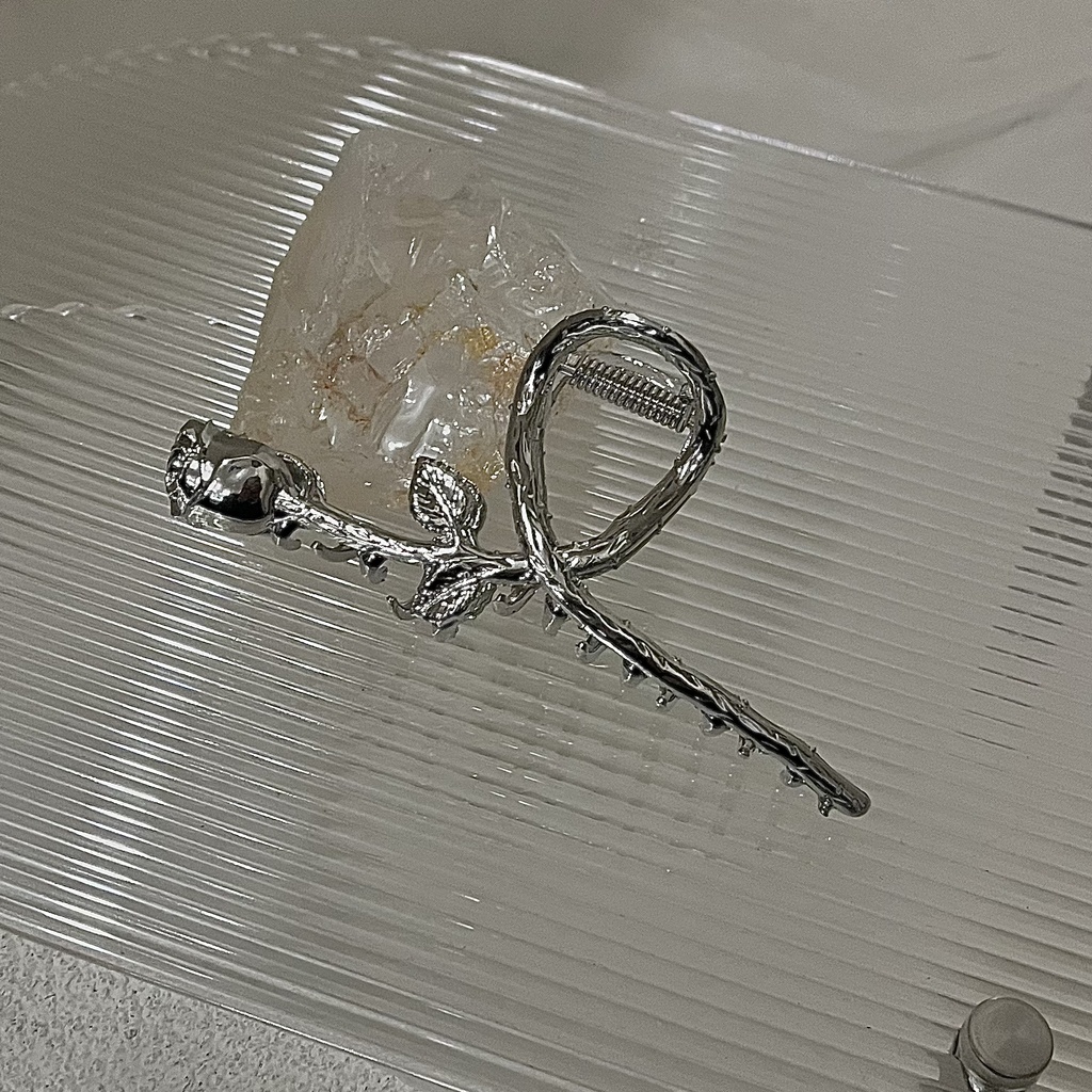 Kẹp Tóc Hình Hoa Hồng Bằng Kim Loại Thanh Lịch Bắt Mắt