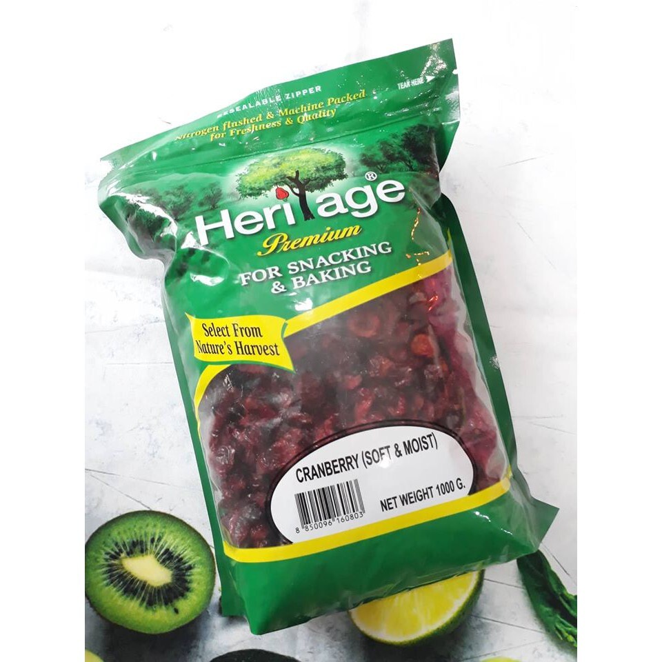 Quả nam việt quất sấy khô hiệu Heritage gói 1kg