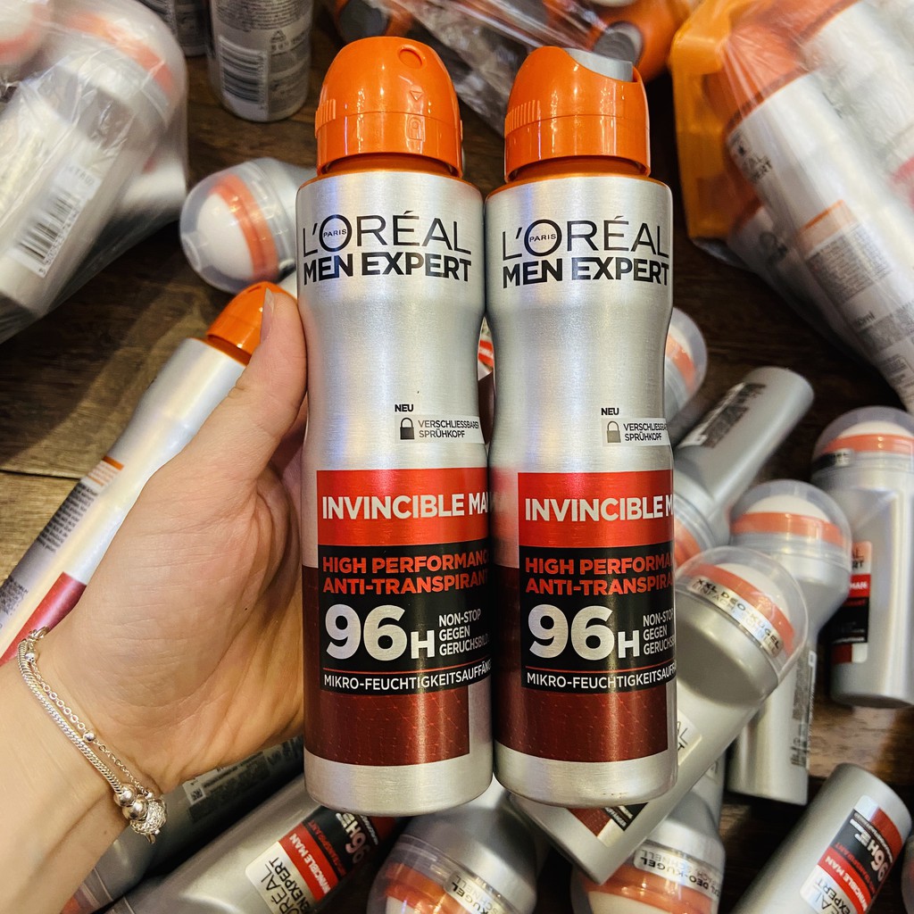 Xịt khử mùi nam khô thoáng L'OREAL Invincible Man 96h Non stop , 150ml