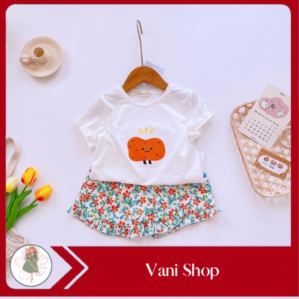 Đồ bộ bé gái chất liệu Cotton hoạ tiết siêu đẹp cho bé từ 8kg đến 20kg