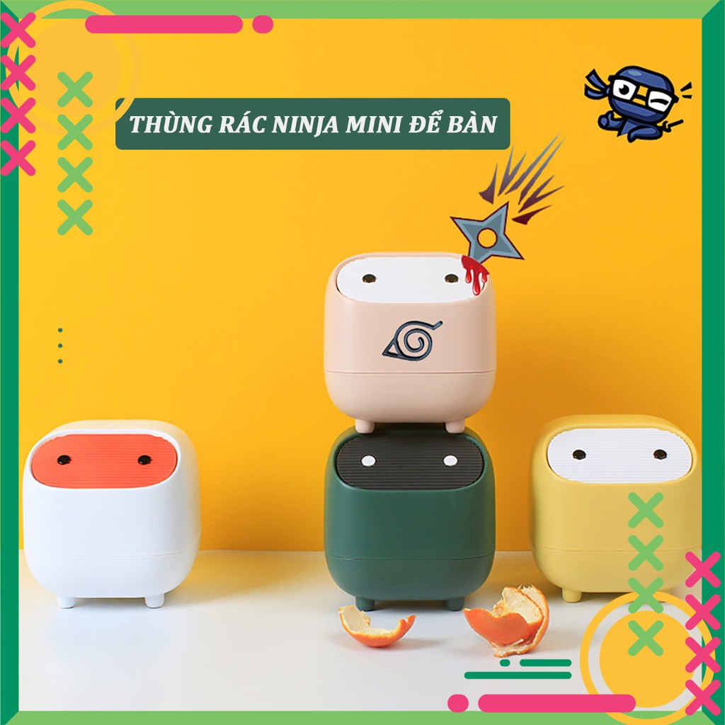 Thùng Rác Để Bàn Ninja Mini Dễ Thương Vui Nhộn  Để  Bàn Văn Phòng - Thùng Rác Nhỏ Nắp Bật Tiện Lợi 🌈 FREE SHIP EXTRA 🌈