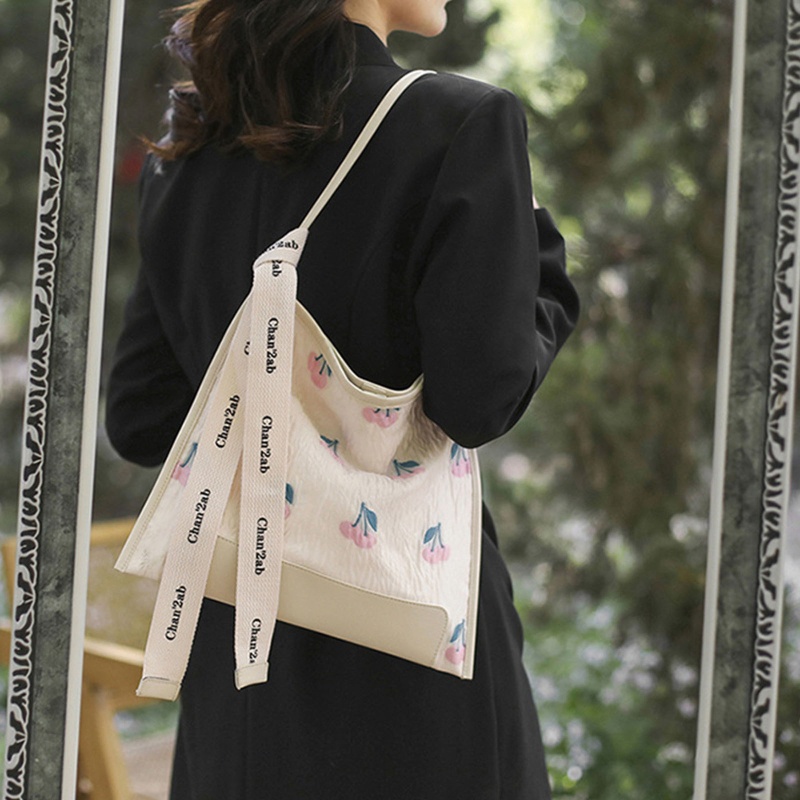 Túi Tote Đeo Vai Họa Tiết Hoa Tulip Cherry Tinh Tế Thời Trang Cho Nữ