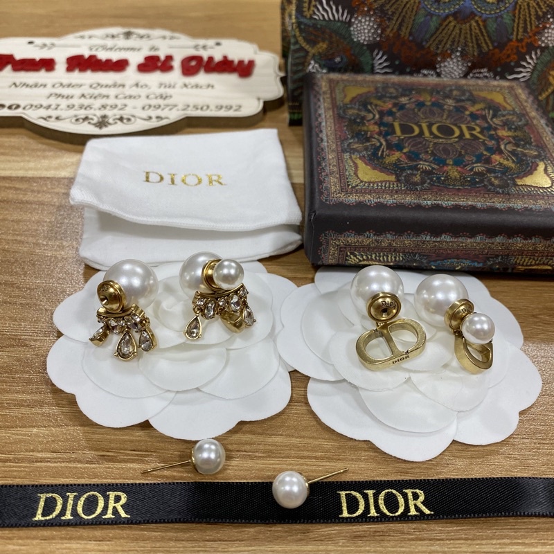 Bông tai cao cấp Dior full hộp phụ kiện y ảnh