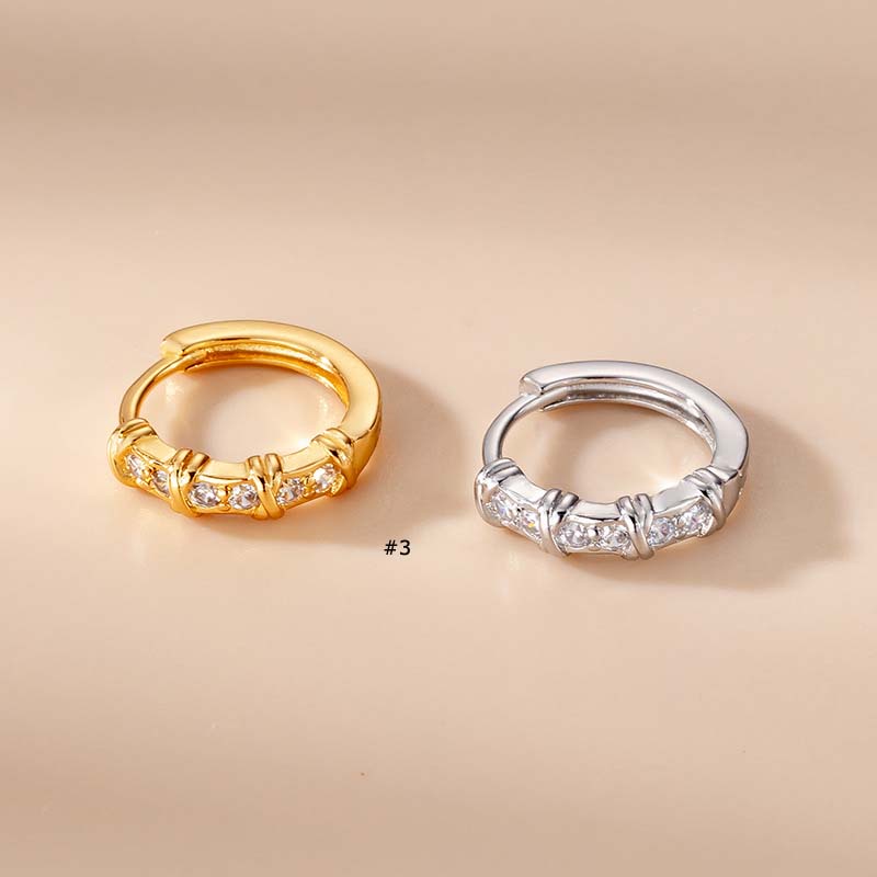 1 Khuyên Tai Tròn Đính Đá Zircon 10mm