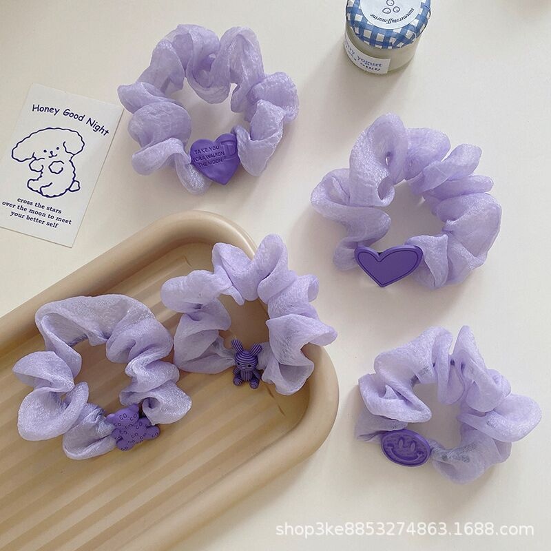 Dây Buộc Tóc Cao Su Co Giãn In Họa Tiết Gấu Xinh Xắn Thời Trang Hàn Quốc Cho Nữ