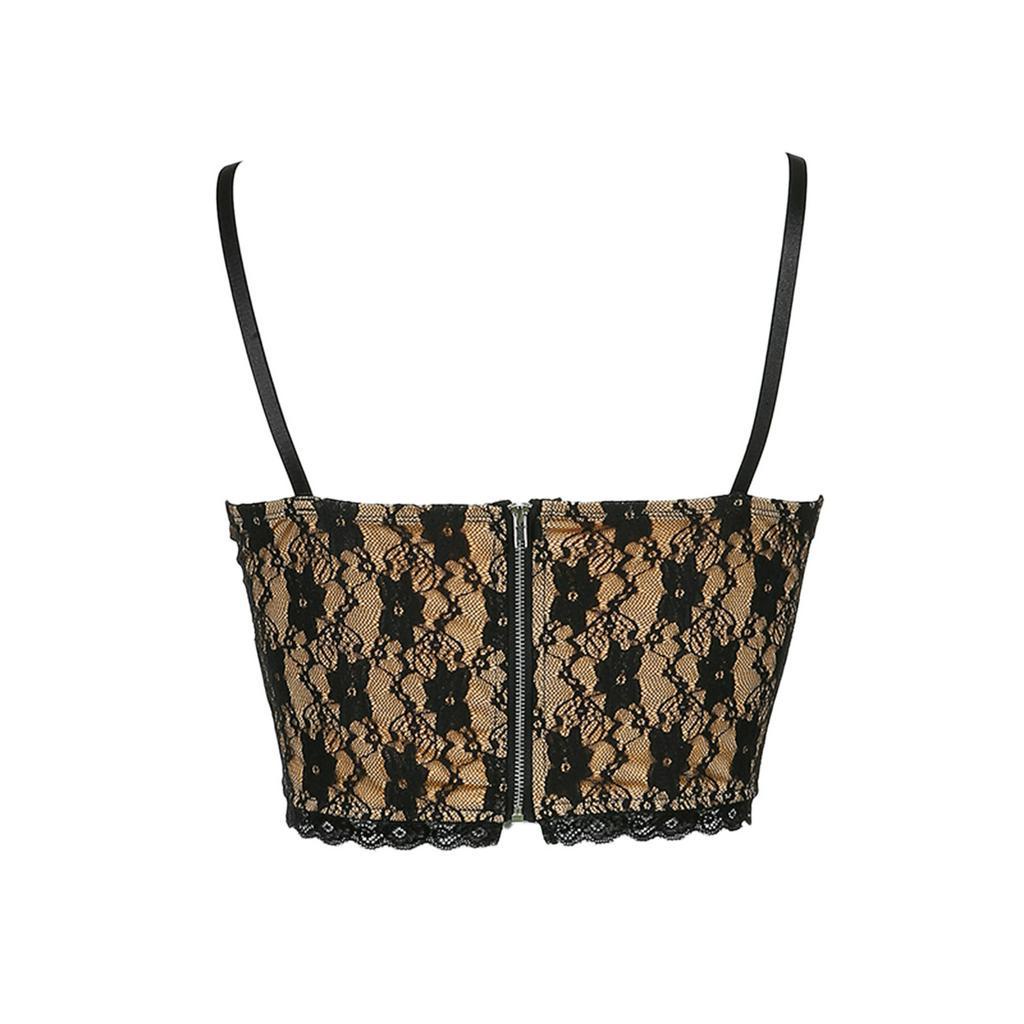 Áo Croptop Hai Dây Phối Ren Thời Trang Quyến Rũ Dành Cho Nữ