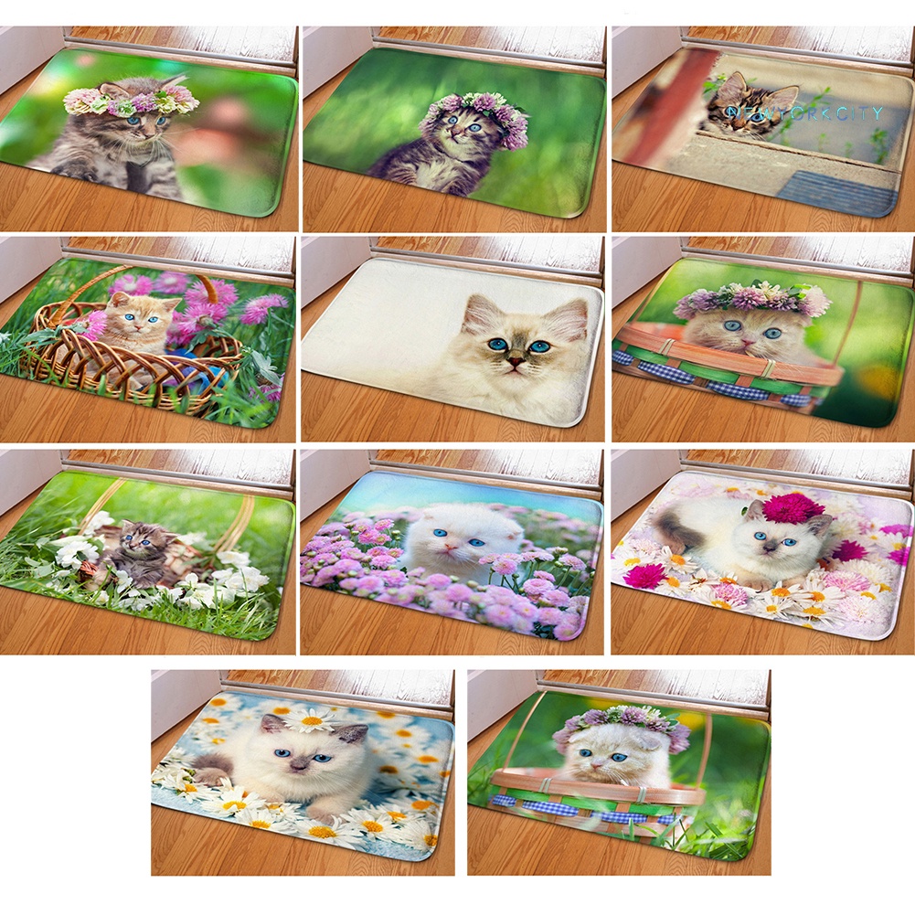 Thảm lót cửa chùi chân Chống Trượt In Hình Mèo 3D