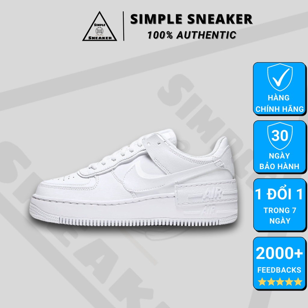 Giày Nike Air Force 1 Shadow Auth Hàng Chính HãngGiày Sneaker Thể Thao Nike AF1 Shadow Allwhite - Simple Sneaker