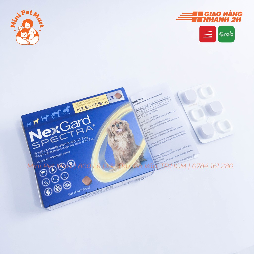 NEXGARD SPECTRA - Loại bỏ ve, bọ chét, tẩy giun cho chó - Vị thịt bò