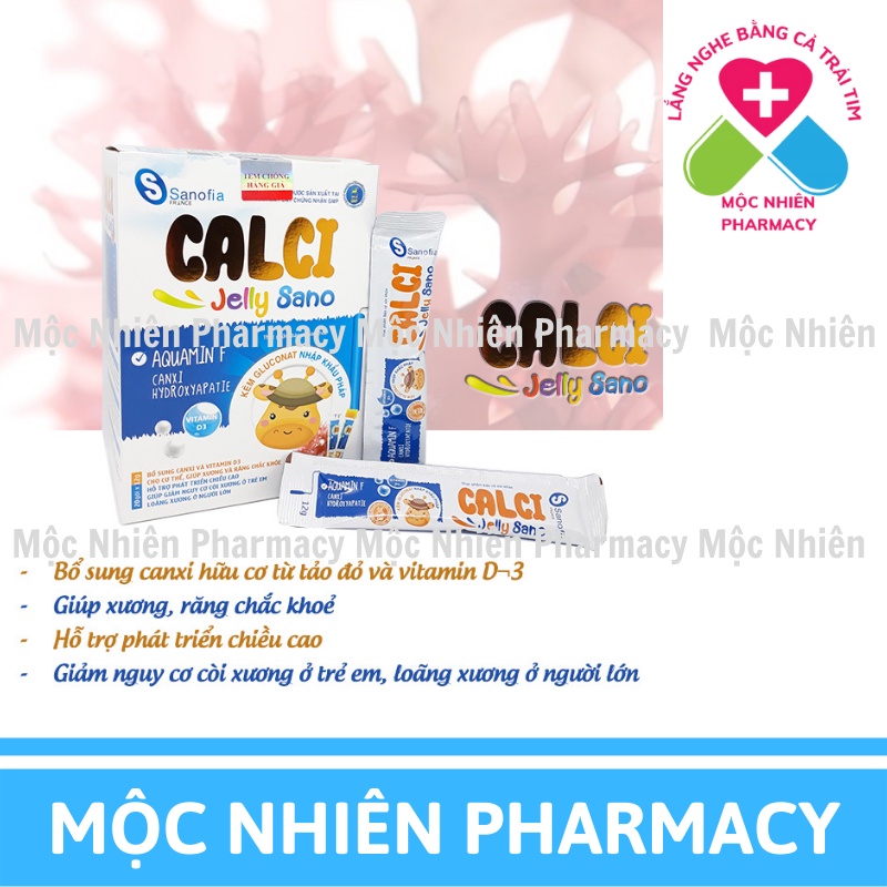 Canxi Hữu Cơ Cho Bé, Canxi Nano Mk7, Calci Jelly Sano, Tăng Cường Hấp Thu, Không Lo Bị Nóng, Dạng Thạch DễĂn, Hộp 20 Túi