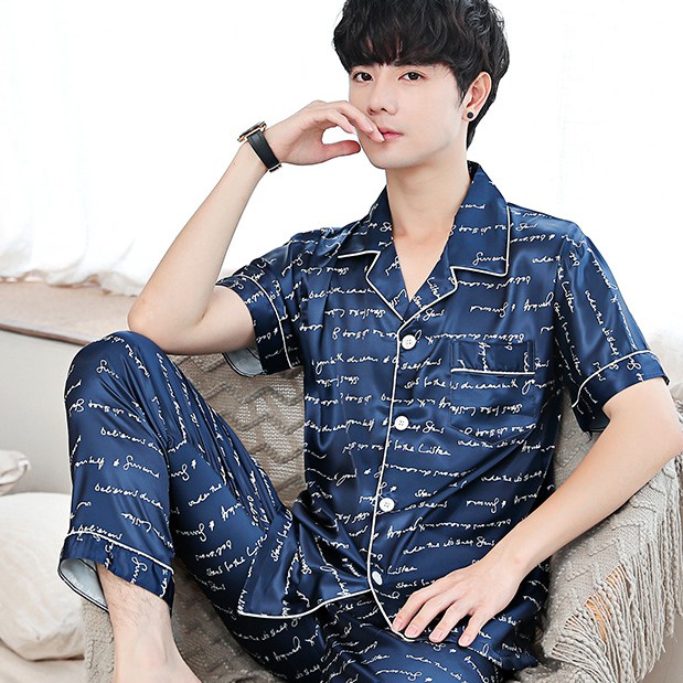 Bộ Cộc Tay Nam Satin Gấm  🎶 Bộ Mặc Nhà Mùa Hè Ngắn Tay Trung Niên 🎶   IVY628 | BigBuy360 - bigbuy360.vn