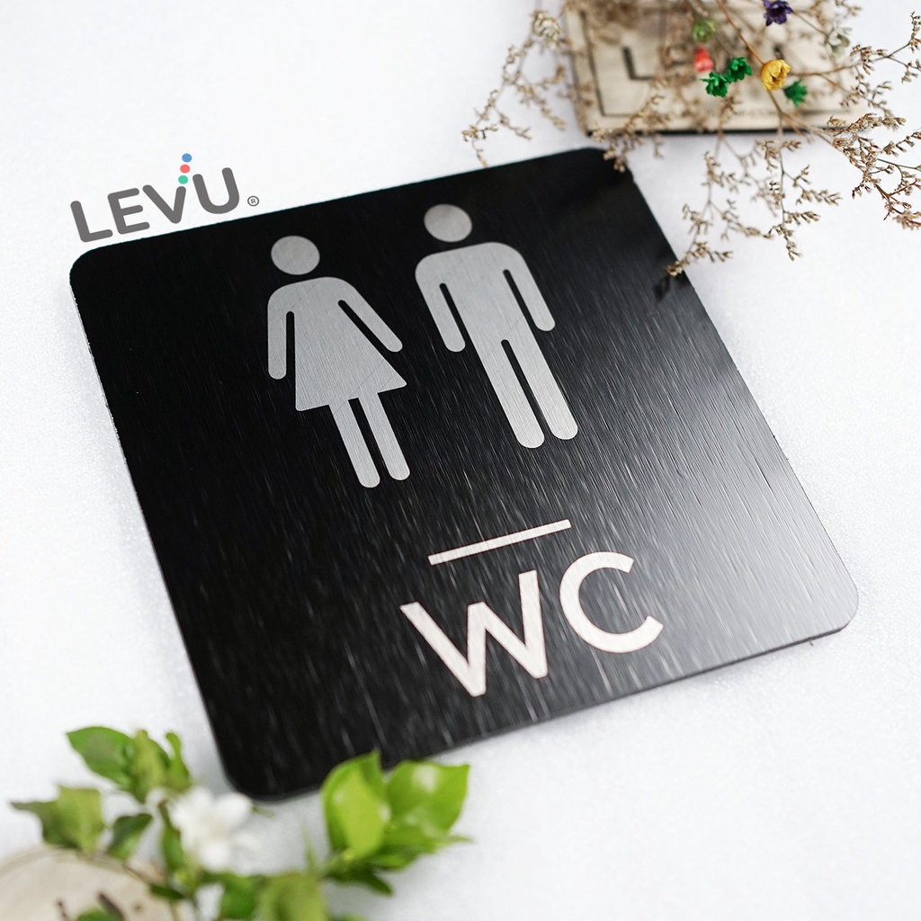 Bảng WC bằng nhôm alu đen xước cao cấp LEVU-ALU17 trang trí nhà vệ sinh
