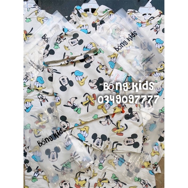 Bộ Hè Hoodie Bé Trai Da Cá Mickey