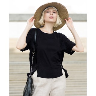 Áo cổ tròn lụa ngắn tay J-P Fashion 10603914
