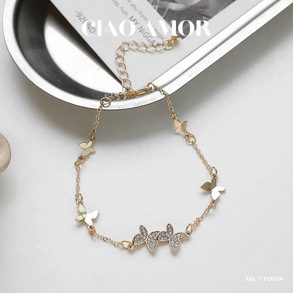 Vòng tay nữ, lắc tay nữ hai cánh xinh Trang sức Ciao Amor - Mã VT0048