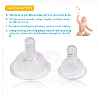 Núm Vú Silicone Kichilachi Siêu Mềm( cổ hẹp và cổ rộng)