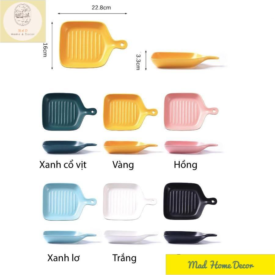 [Mã LIFE20KALL giảm 10% đơn 50K] Đĩa nướng sứ chịu nhiệt có tay cầm size 22.8*16 cm