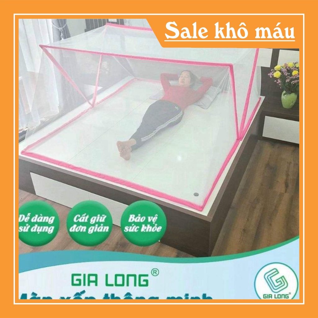 Màn ngủ xếp gọn Gia Long góc vuông xếp nhỏ gọn gàng sau khi dùng kích thước m6x2m m8x2m 2mx2m2