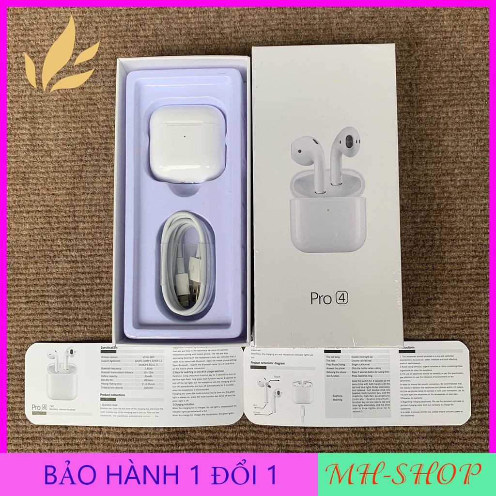 [ HÀNG LOẠI 1 ] Tai nghe Airpod Pro 4 Blutooth 5.0 Phiên Bản Nâng Cấp 2020 MH - SHOP