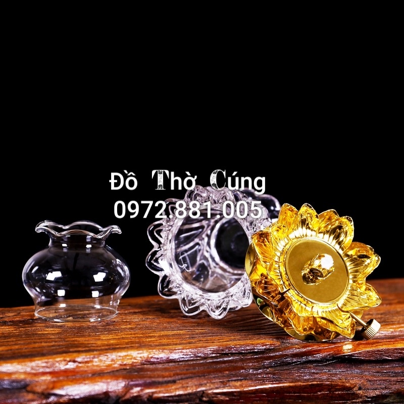 Đèn dầu thờ hoa sen thân xoắn